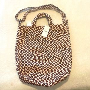 BAGGU TOTE BAG BROWN TRIPPY CHECKER